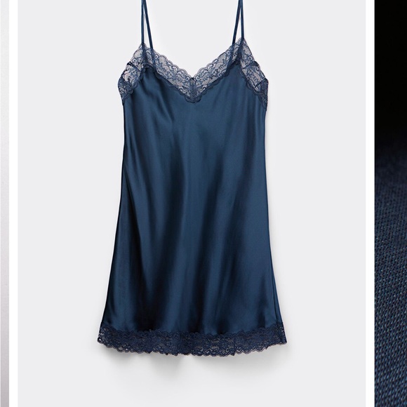 vintage blue silk slip dress - Picture 6 of 16